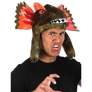 HalloweenCostumes.com One Size Fits Most   Dilophosaurus | Sprazy Toy Hat, Orange/Green - 1 of 4