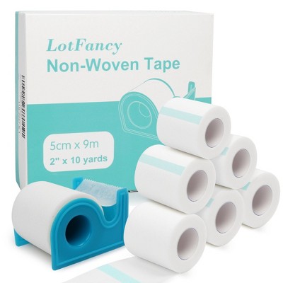 LotFancy Medical Tape, 6 Rolls 2 in x 10 Yards, Adhesive Hypoallergenic Surgical Paper Tapes