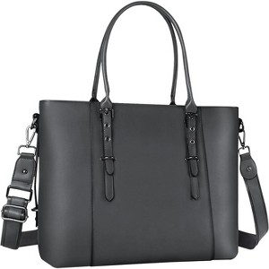 PU Leather Laptop Tote Bag for Women, Waterproof Large Capacity Business Work Briefcase Shoulder - 1 of 4