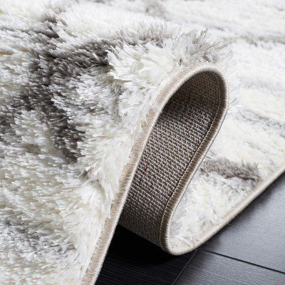 Tahoe Gray and White Geometric Shag Area Rug