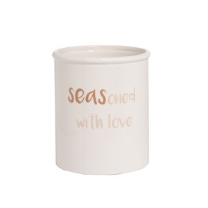 Beachcombers 6.2" x 7" Coastal "SEASoned with Love" Kitchen Utensil Holder - 1 of 3