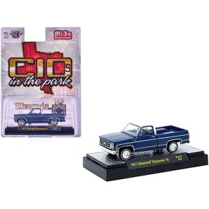 1977 Chevrolet Cheyenne 10 Truck Blue Metallic with White Top and Blue Interior Limited Ed 1/64 Diecast Model Car by M2 Machines - 1 of 3