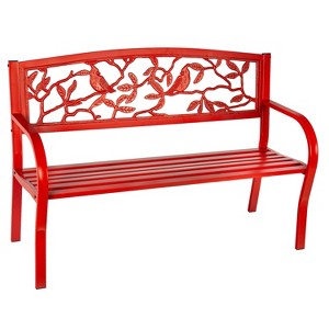 Evergreen Cardinals Metal Garden Bench, Red - 1 of 4