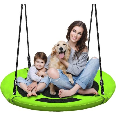 Hotraffy 40 Inch Green Saucer Tree Swing Set for Kids Adults 500lb Weight Capacity Waterproof Flying Swing Seat Outdoor Playground, Backyard