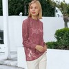 Anna-Kaci Women's Layering Lace Puffed Long Sleeve Sheer Blouse Top - 4 of 4