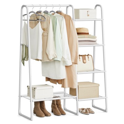 SONGMICS Clothes Rail with 5 Storage Shelves Metal Frame ?11.81 x 40.04 x 60.35 inches for Bedroom Living Room
