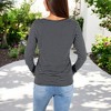 Anna-Kaci Women's Long Sleeve Striped Henley Top with Button Placket and Scoop Neck - 2 of 4
