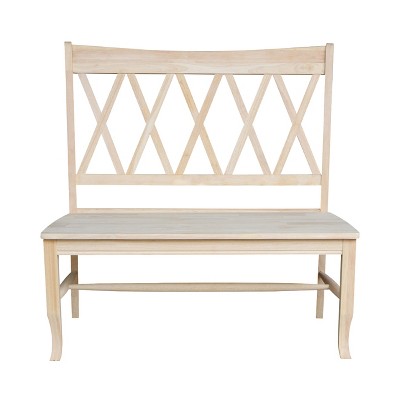 Classic Unfinished Solid Wood Double X-Back Bench