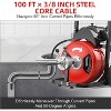 100ft Drain Cleaning Machine, Auto Feed Electric Drain Auger with 6 Cutters & Foot Switch, Portable Sewer Snake for 2" to 4" Pipes, Red - 3 of 4