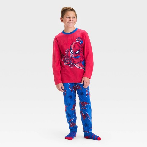 Boys Spider man 2pc Cozy Pajama Set And Socks Red L Target