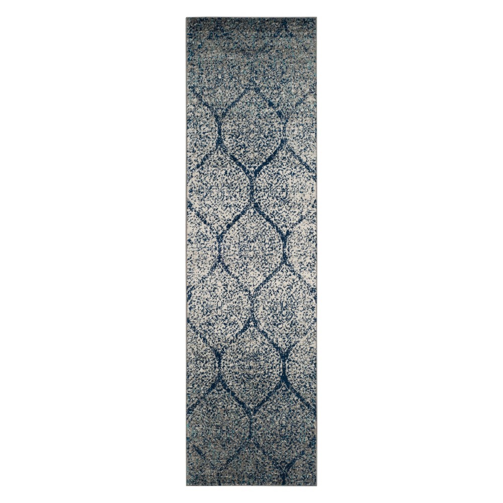 2'3inx14' Runner Shapes Loomed Navy/Silver - Safavieh