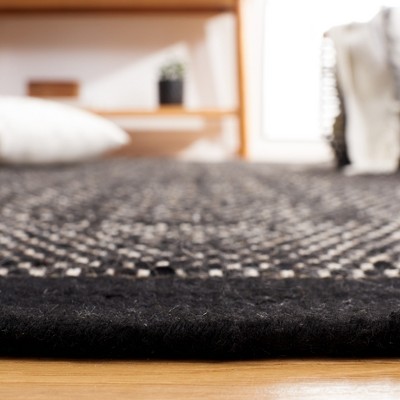 Vermont Black Handwoven Wool 5' x 8' Area Rug