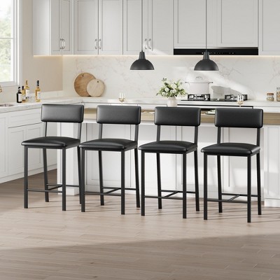 TruAIR Bar Stools Set of 4 – Counter Height Stools with Backrest & Metal Legs for Kitchen Island/Bar