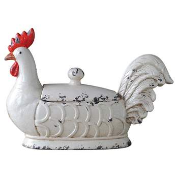 Stoneware Rooster Container - Storied Home
