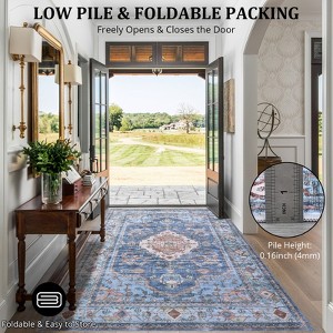 Vintage Rug, Machine Washable Low Pile Carpet, Non-Slip Non-Shedding Carpet, Low Pile Soft Accent Rug, for Living Room, Bedroom - 1 of 4