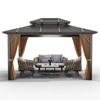 Gazebo All-Weather Aluminum with Dual-Layer Polycarbonate Roof - 3 of 4