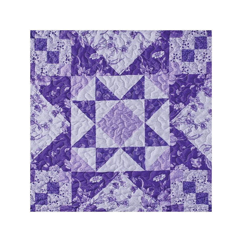 Collections Etc Vibrant Star Design and  Floral Bordered Pillow Sham Sham Lavender, 3 of 4