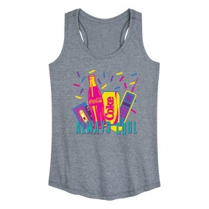Women's Coca-Cola 90's Retro Style Graphic Racerback Tank - Heather Grey - 2 X-Large - 1 of 4