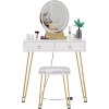 Coucheta White Makeup Vanity Set with Lighted Mirror & Stool - 31.5" Small Space Vanity Table, 2 Drawers, Adjustable Lighting - 2 of 4