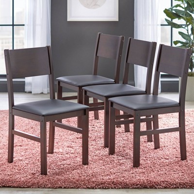 Lucca Espresso 5-Piece Dining Set with Black Upholstered Chairs