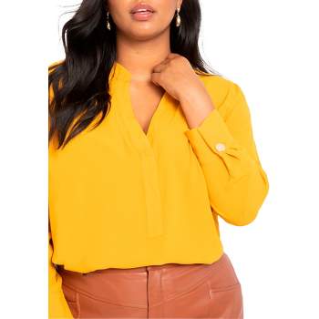 ELOQUII Women's Plus Size Mandarin Collar Tunic