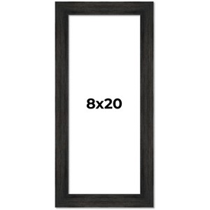 PosterPalooza | 8x20 Wide Barnwood Picture Frame, UV Acrylic, 6 Finishes - Grey, Brown, White, and Black - 1 of 4