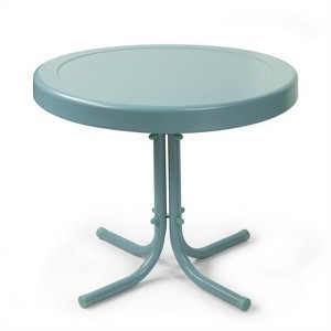 Steel Retro Metal Table in Caribbean Blue-Pemberly Row - 1 of 4