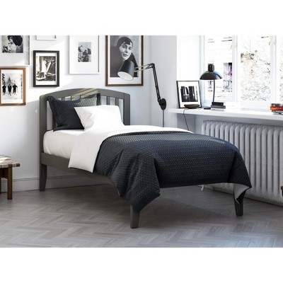 AFI Furnishings Richmond Twin Platform Bed with Open Footboard and Turbo Charger in Grey