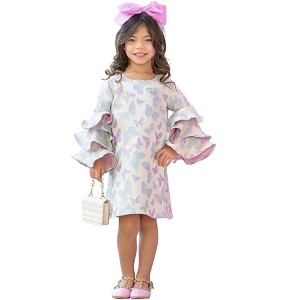 Fluttering Butterfly Ruffle Sleeve Dress Mia Belle Girls - 1 of 4