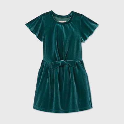 green velour dress
