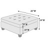 Living Room Furniture Tufted Cocktail Ottoman Antique Grey Breathable Leatherette 1pc Cushion Ottoman Seat Wooden Legs - 2 of 4
