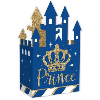 Big Dot of Happiness Royal Prince Charming - Baby Shower or Birthday Party Favor Gift Boxes - Castle Boxes - Set of 12