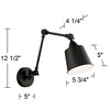 360 Lighting Mendes Modern Industrial Swing Arm Wall Lamp Black Hardwired Light Fixture Adjustable Metal Shade for Bedroom Bedside Reading Living Room - 4 of 4
