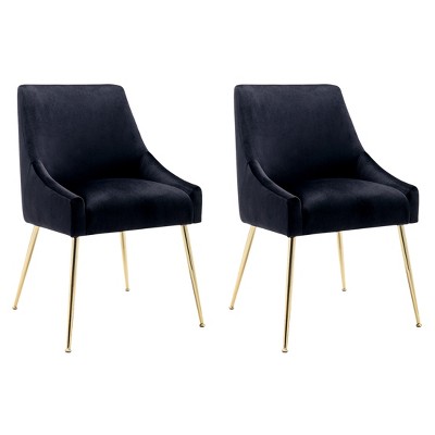 WestinTrends Upholstered Performance Velvet Accent Chair With Metal Leg (Set of 2)