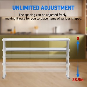 Stainless Steel Work Table,NSF Steel Double Shelf,Commercial Adjustable Double Shelf 2 Tier for Restaurant, Workshop and Kitchen,Silver - 1 of 4