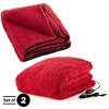 Heated Blanket 2-Pack - USB-Powered Fleece Throw Blankets for Travel, Home, Office, or Camping - Winter Car Accessories by Stalwart (Red) - 3 of 4