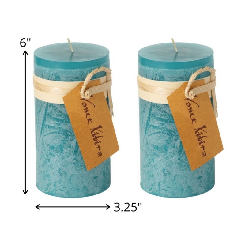 Sea Glass Timber Pillar Candles - Set of 2, 4 of 5