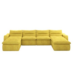 TiramisuBest Modular Right Sofa Seat–L-Shaped Lazy Floor Couch,Compressed Beanbag-Style Sofa with Ergonomic Design,No Assembly Required–Beige - 1 of 4