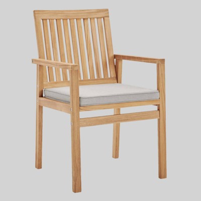 Farmstay Outdoor Patio Teak Wood Dining Armchair - Taupe - Modway