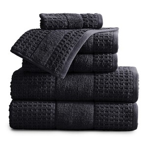 Market & Place Cotton Quick Dry Waffle Weave 6-Piece Bath Towel Set - 1 of 4