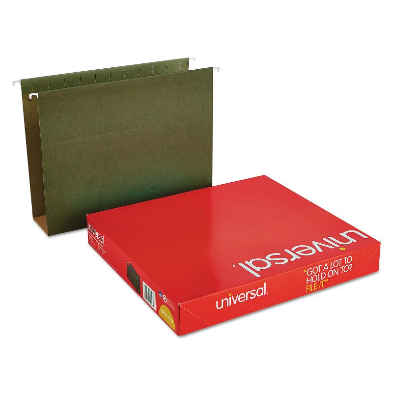 UNIVERSAL Three Inch Box Bottom Pressboard Hanging Folder Letter Standard Green 25/Box 14143, 5 of 6