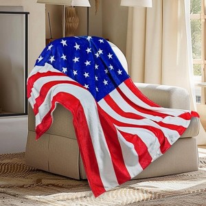 American Flag Blanket,Flannel Blanket Suitable for beds, Sofas, Living Rooms, Offices Reversible Soft Cozy Vintage Lightweight Throw Blanket. - 1 of 4
