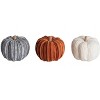 Transpac Mini Velvet Pumpkins Set of 3 Decorative Sculptures for Fall Harvest Indoor Tabletop Autumn Decor Gift - 3 of 4