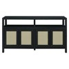 MAYEERTY Rattan Buffet Storage Cabinet with Solid Wood Frame 3 Position Adjuatable Shelves for Living Rooms Black - 4 of 4