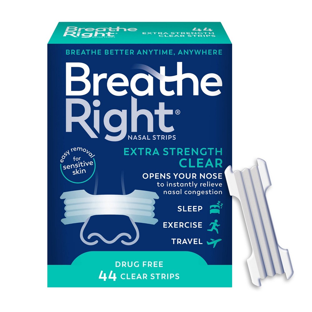 Breathe Right Extra Strength Drug-Free Clear Nasal Strips - 44ct