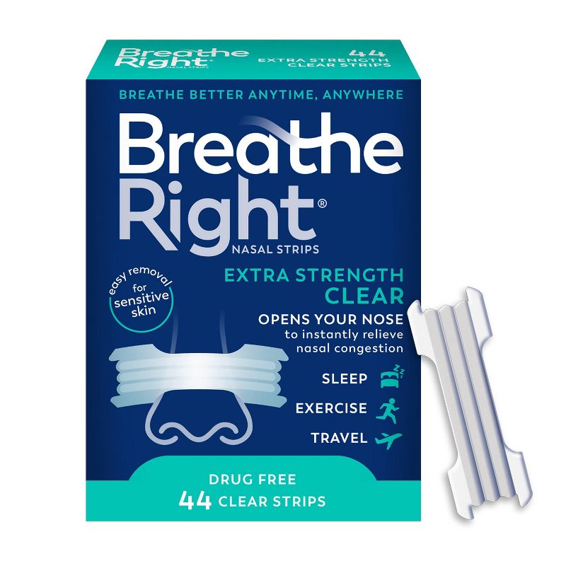 Breathe Right Extra Strength Drug-Free Clear Nasal Strips, 1 of 12