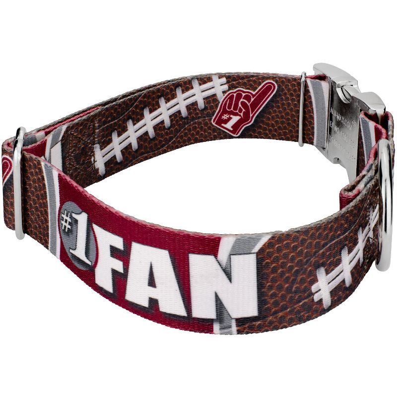 Country Brook Petz 1 1/2 Inch Premium Crimson and White Football Fan Dog Collar Limited Edition, 3 of 5