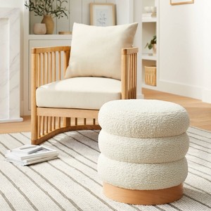 Clarkdale Channel Tufted Ottoman with Wood Base - Threshold™ designed with Studio McGee - 1 of 4