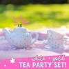 Porcelain Tea Set - White with Gold Polka Dots, Complete Tea Party Set with Carry Case, Teapot Cups, Birthday Gift - 2 of 4