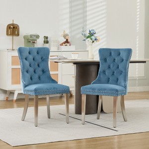 Kumasinova High-End Tufted Velvet Dining Chair Set of 2,Upholstered Chair with Stainless Steel Legs,Nailhead Trim,Wood Frame,Chair for Kitchen - 1 of 4